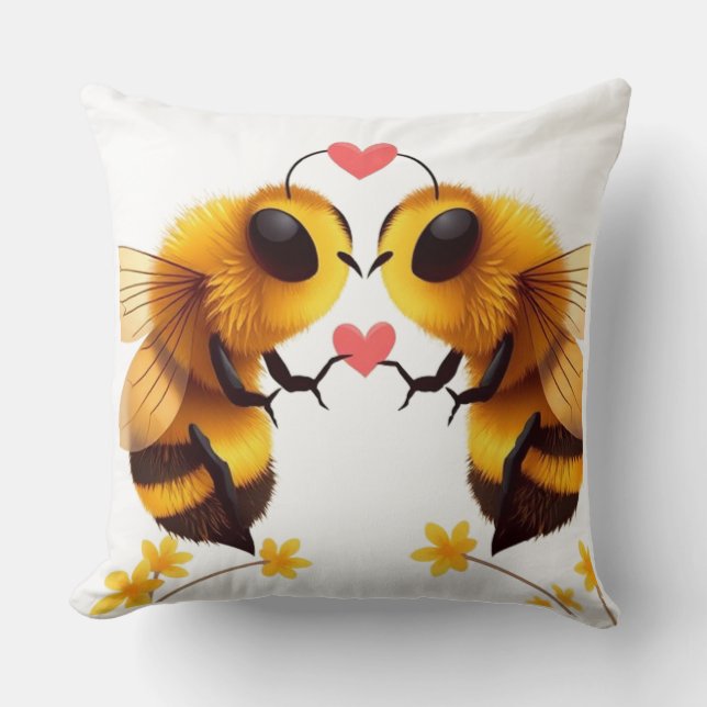 Coussin LES ABEILLES DANS L'Oreiller AMOUREUX (20" x 20") (Recto)