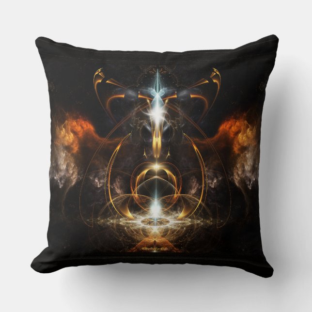 Coussin Les ailes de l'art fractal du feu par Xzendor7 (Recto)