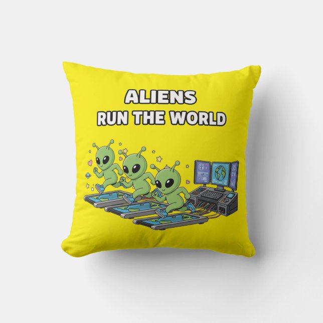 Coussin Les Aliens Dirigent le Monde (Recto)