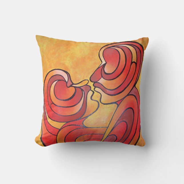 Coussin Les Amoureux Embrassent Et Leurs Corps Forment Un  (Recto)