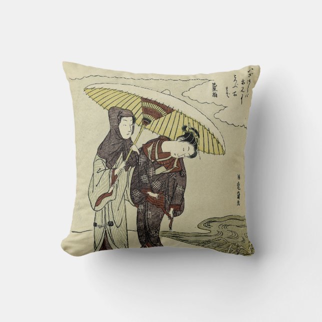 Coussin Les amoureux sous un parapluie (Recto)