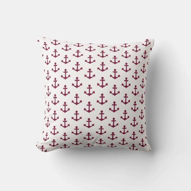 Coussin Les Ancres modèlent le blanc marron rouge nautique (Recto)