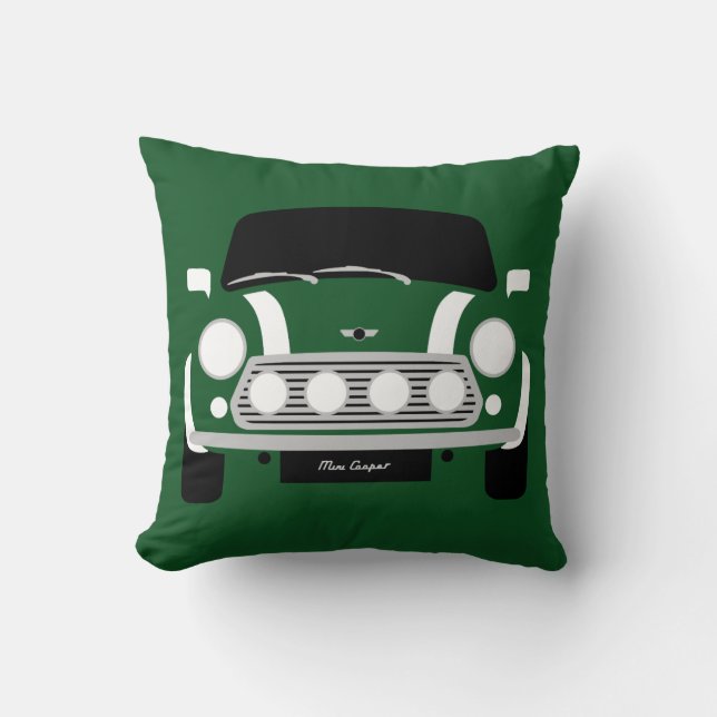 Coussin Les Anglais classiques emballant Austin vert Mini (Recto)