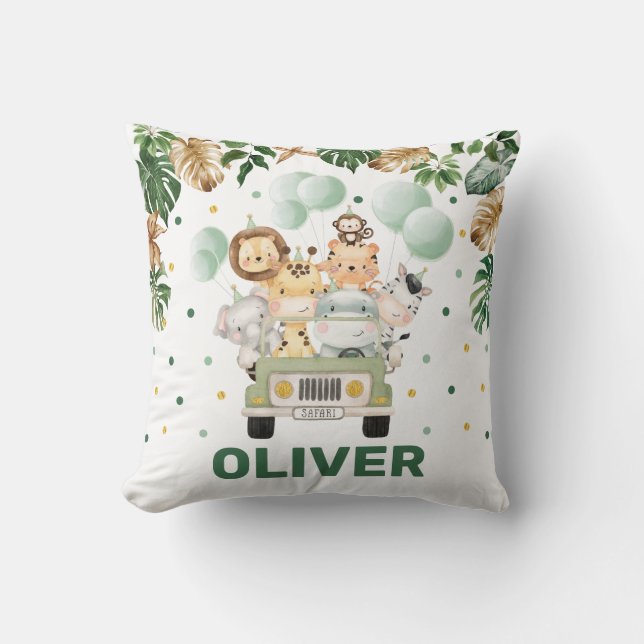 Coussin Les animaux de Safari de la Jungle Cute (Recto)