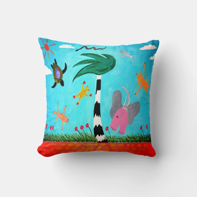Coussin Les Animaux Sur L'Oreiller Du Vent (Recto)