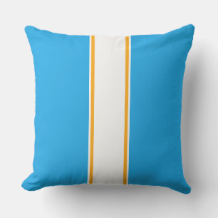 Coussin les années 70 Sporty Sky Blue White Orange Racing