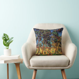 Coussin Les arbres de Van Gogh dans le jardin, hôpital Sai