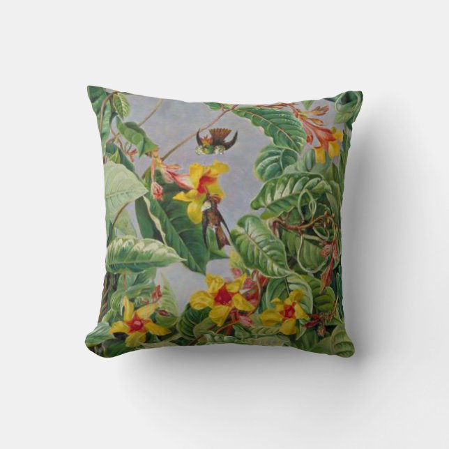 Coussin Les arbustes Escalades brésiliens et les oiseaux q (Recto)