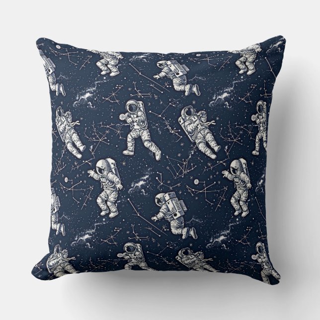 Coussin Les astronautes parmi les étoiles et les zodiacs (Recto)