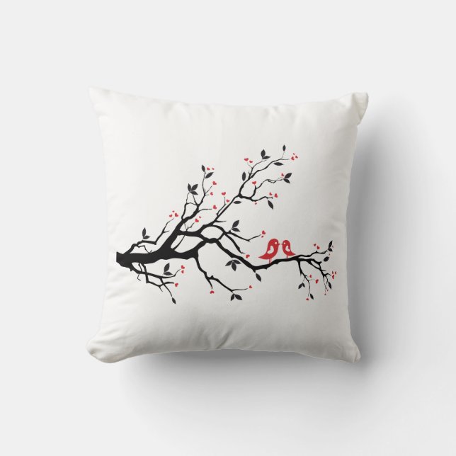 Coussin Les baisers de l'oiseau sur la branche d'arbre (Recto)