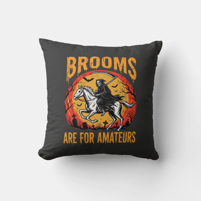 Coussin Les balais de cheval de la Faucheuse d'Halloween s (Recto)