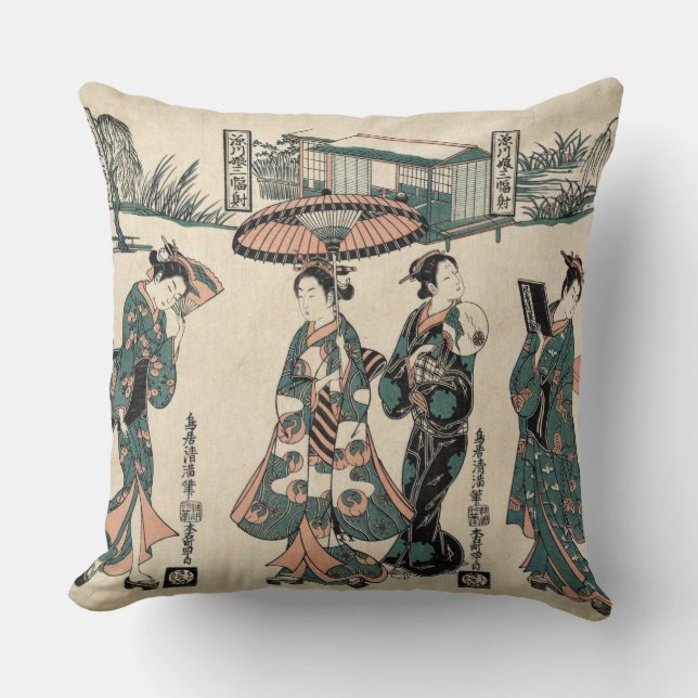 Coussin Les beautés de Fukagawa.Triptyque (Recto)