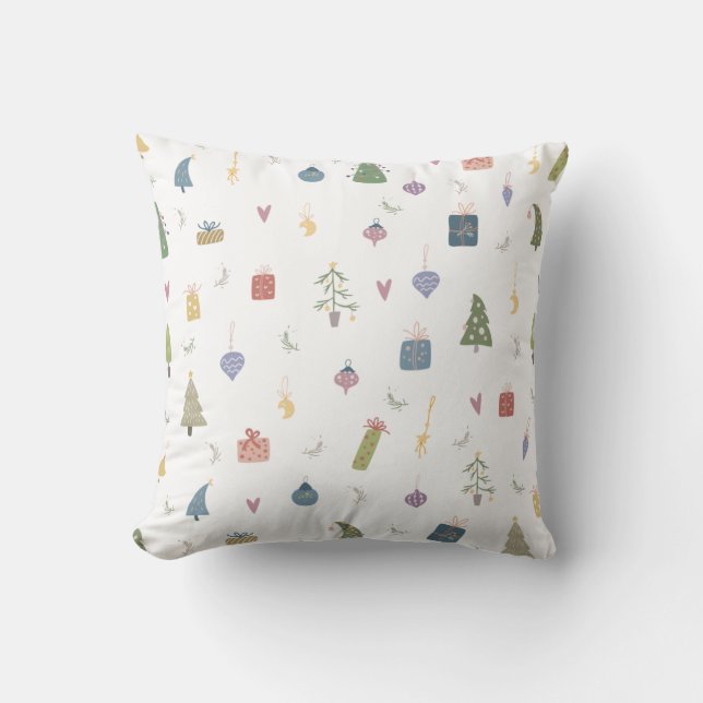 Coussin Les beaux arbres de Noël présentent des ornements  (Recto)