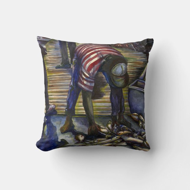 Coussin Les bénédictions de samedi, île de Harbour (Recto)
