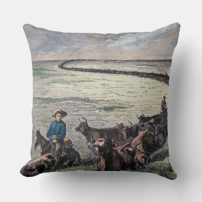 Coussin Les bétail de Longhorn conduisent par le Texas à (Recto)