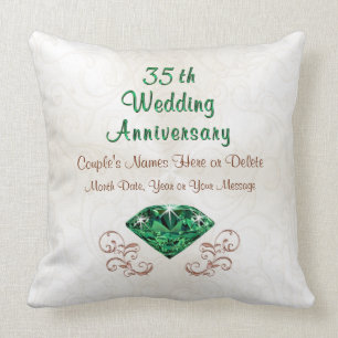 Coussin Les cadeaux du 35e anniversaire d'Emerald