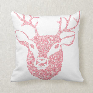 Coussin Les cerfs communs illustrés floraux dirigent le