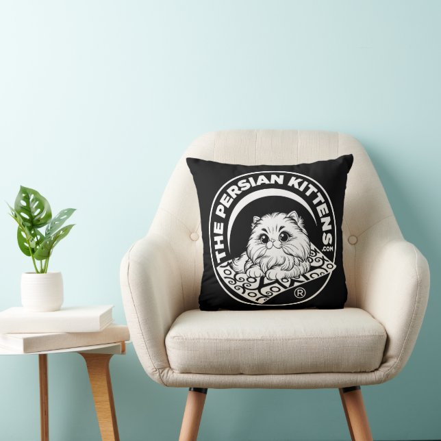 Coussin Les chatons persans blancs sur l'oreiller noir (Chaise)