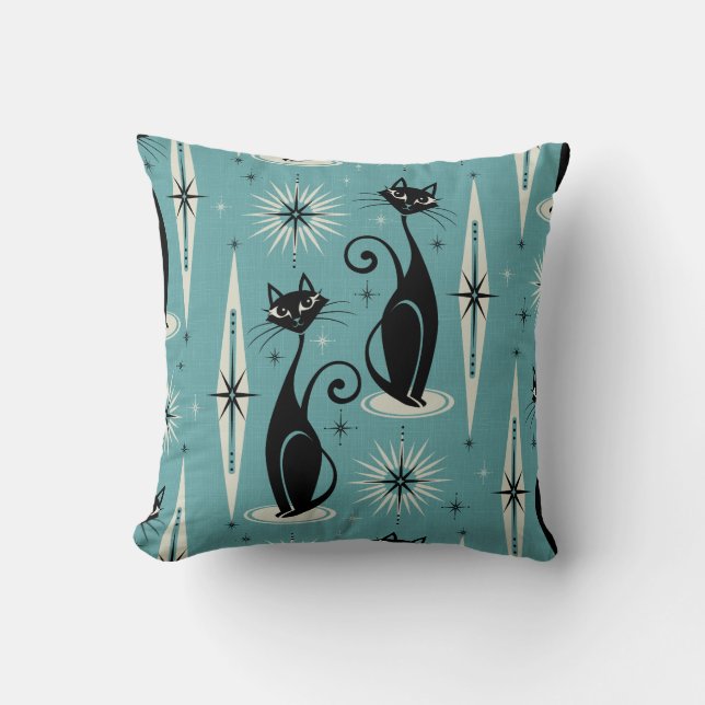 Coussin Les chats atomiques rétro-américains du milieu du  (Recto)