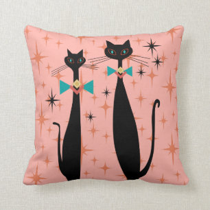 Coussin Les chats Cool modernes MCM de l'ère rétro atomiqu