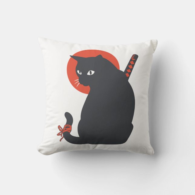 Coussin Les chats en guerrier Samurai - Choisir la couleur (Recto)