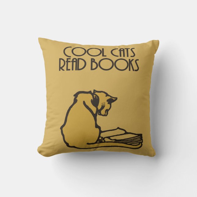 Coussin Les chats frais ont lu le rétro style de livres (Recto)