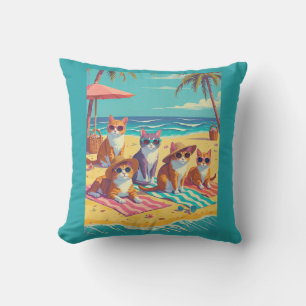 Coussin Les chats se prélassent sur la plage