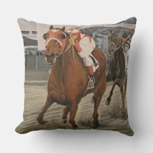 Coussin Les Chevaux De Course De Thoroughbred Gagnent;