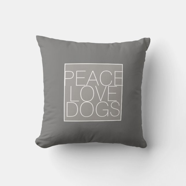 Coussin les chiens d'amour paix citent gris et blanc (Recto)