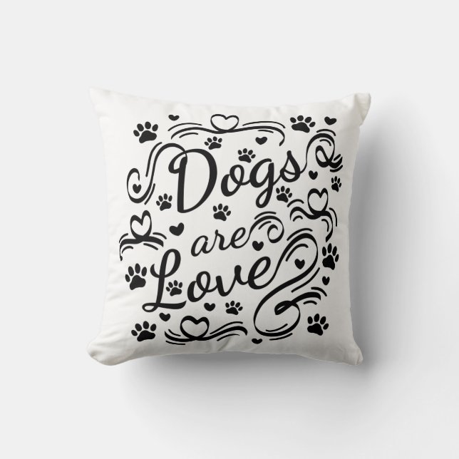 Coussin Les Chiens Sont Des Pâtes D'Amour Et La Typographi (Recto)
