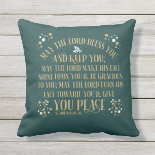 Coussin Les chiffres de bénédiction 6:24-26 Noël vert d