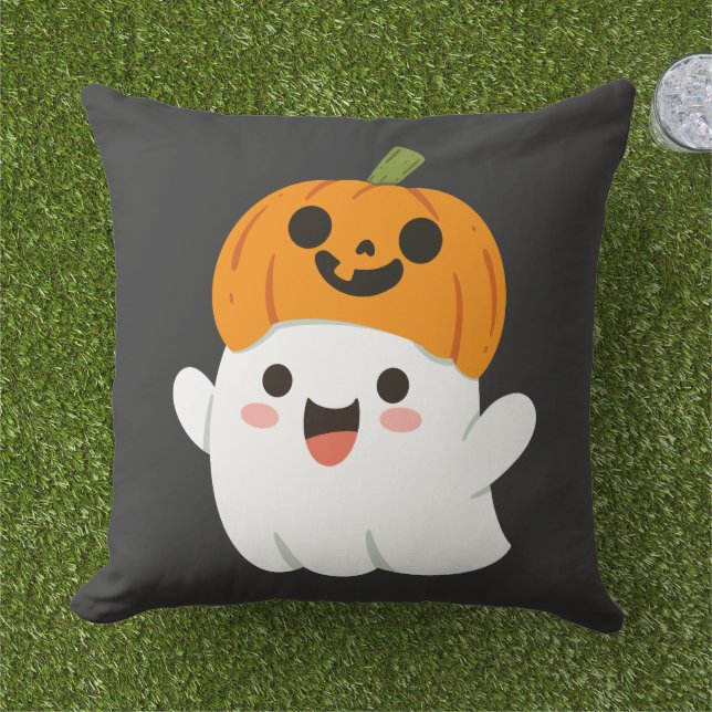 Coussin Les citrouilles font la nuit parfaite. (Herbe)