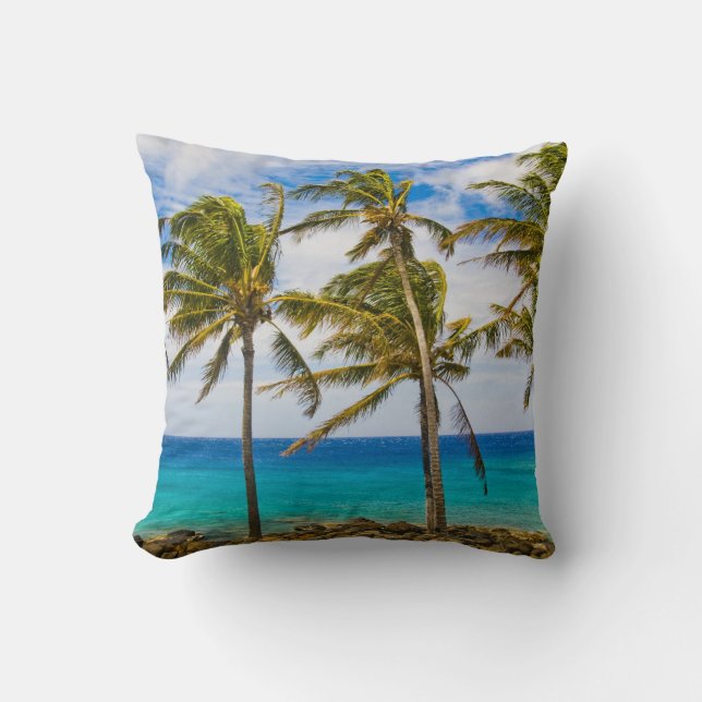 Coussin Les cocotiers (Cocos nucifera) se balancent dans (Recto)