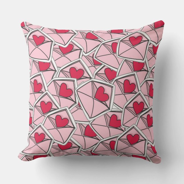 Coussin Les coeurs de Valentine sur des enveloppes (Recto)