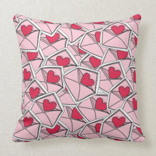 Coussin Les coeurs de Valentine sur des enveloppes