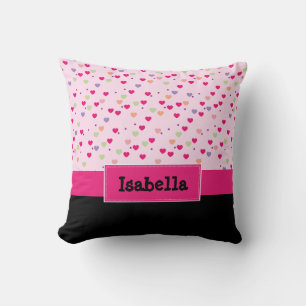 Coussin Les coeurs pastel sur les filles roses personnalis