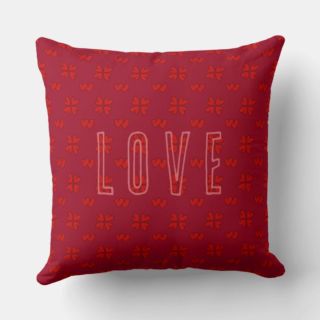 Coussin Les Coeurs rouges de Saint-Valentin sur l'oreiller (Verso)