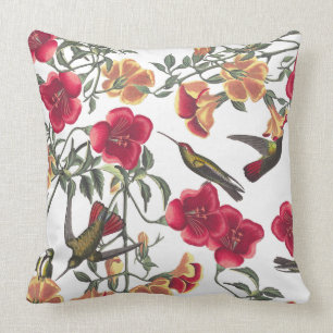 Coussin Les colibris Audubon floral fleurit le carreau