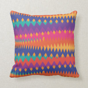 Coussin Les couleurs vives de la tribu moderne ZigZag