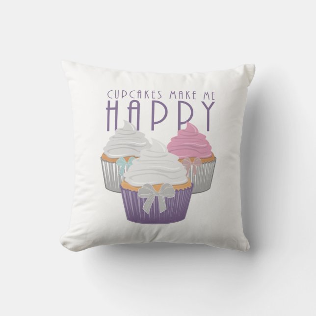 Coussin Les Cupcakes Me Rendent Heureux (Recto)