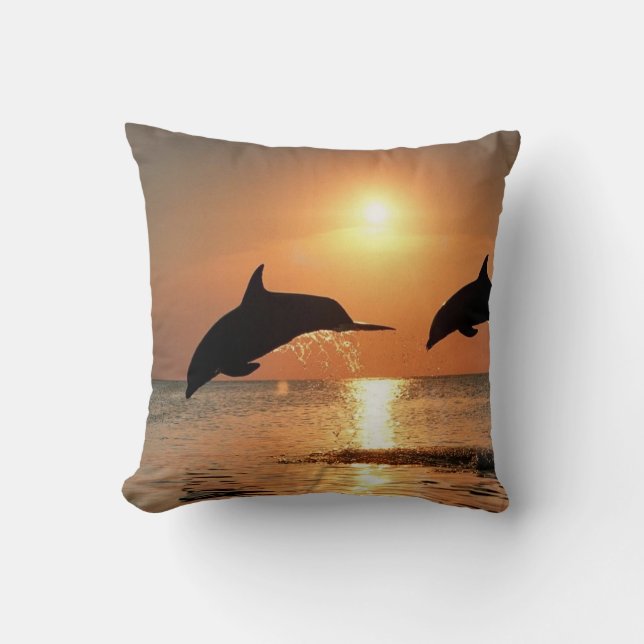 Coussin Les dauphins du coucher du soleil (Recto)