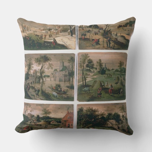 Coussin Les douze mois de l'année : Janvier, février, (Recto)