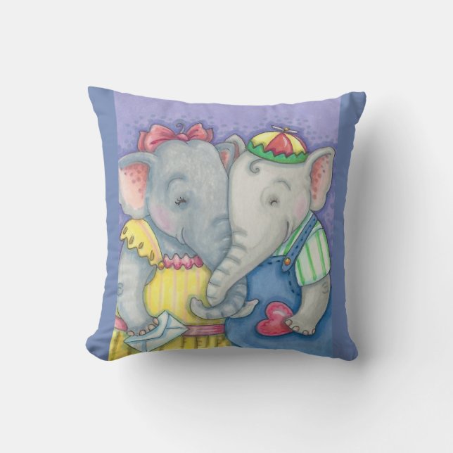 COUSSIN LES ÉLÉPHANTS BÉBÉS JETTENT UN OREILLÈRE (Recto)