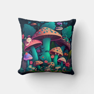 Coussin Les elfs de champignons dans le champ jettent l'or