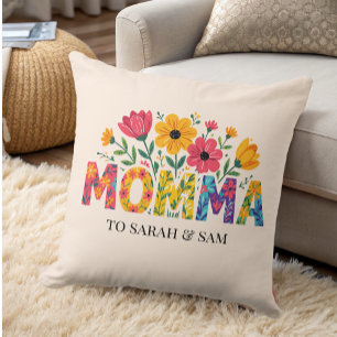 Coussin Les enfants de maman moderne nomment la fête des m