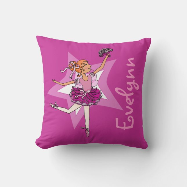 Coussin Les enfants roses pourpres de fille de ballerine (Recto)