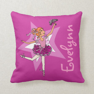 Coussin Les enfants roses pourpres de fille de ballerine