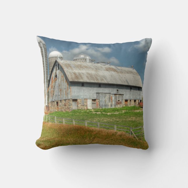 Coussin Les Etats-Unis, grange du Minnesota et silo (Recto)