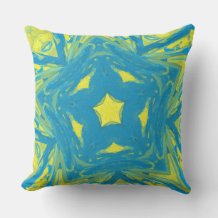 Coussin Les étoiles bleues et jaunes lancent l'oreiller