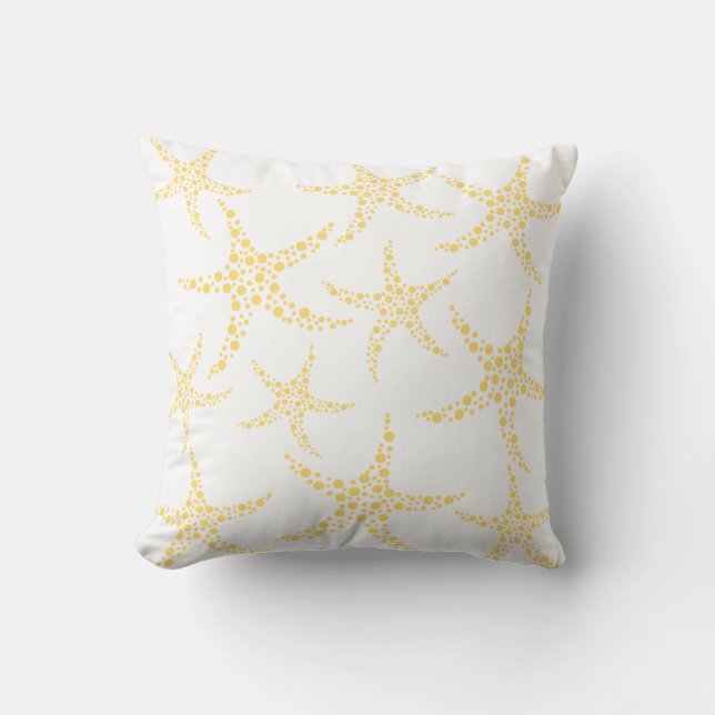 Coussin Les étoiles de mer modèlent dans jaune et le blanc (Recto)